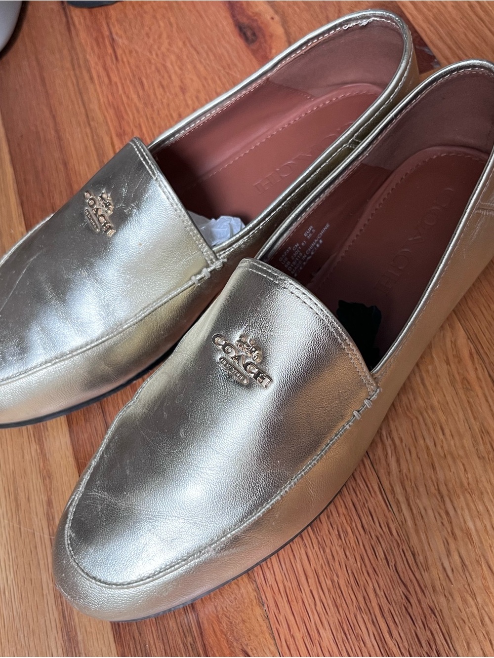 COACH Metallic Gold  Loafers moccasins
